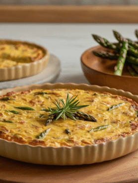 This Japanese Style Spring Frittata with Shiso and Asparagus is a fresh, seasonal dish that brings the essence of Japanese cuisine into a Western classic. In Japan, frittatas or egg-based dishes are often served for breakfast or lunch. However, the addition of shiso—a herb used frequently in Japanese cooking—gives this frittata a unique twist. Paired with fresh asparagus, this dish celebrates the flavors of spring and is the perfect balance of savory and fragrant. The frittata is great for brunch or a light dinner, and it can be easily customized with other seasonal vegetables!