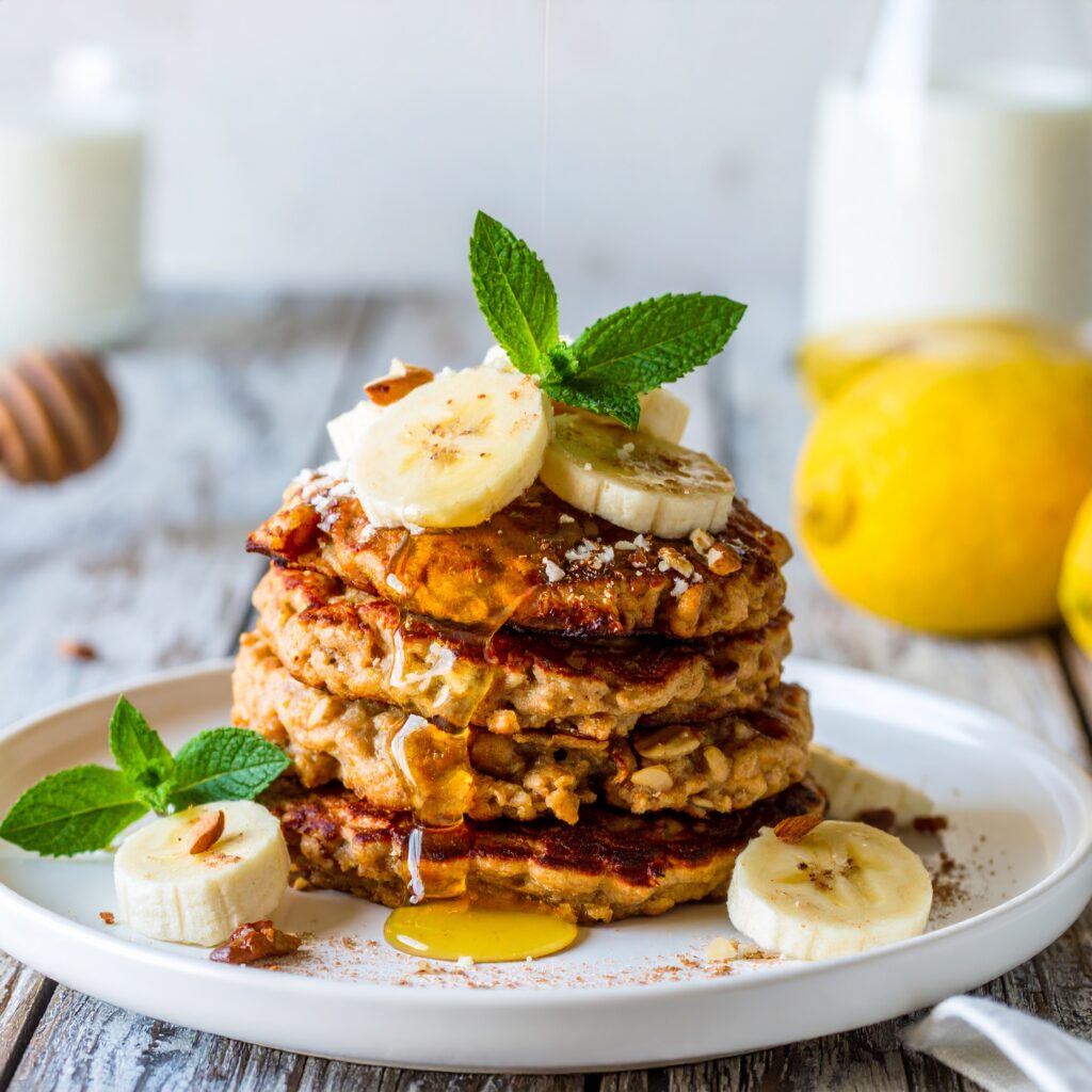 Vegan Oatmeal Banana Pancakes