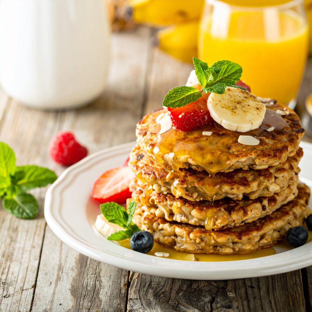 Vegan Oatmeal Banana Pancakes